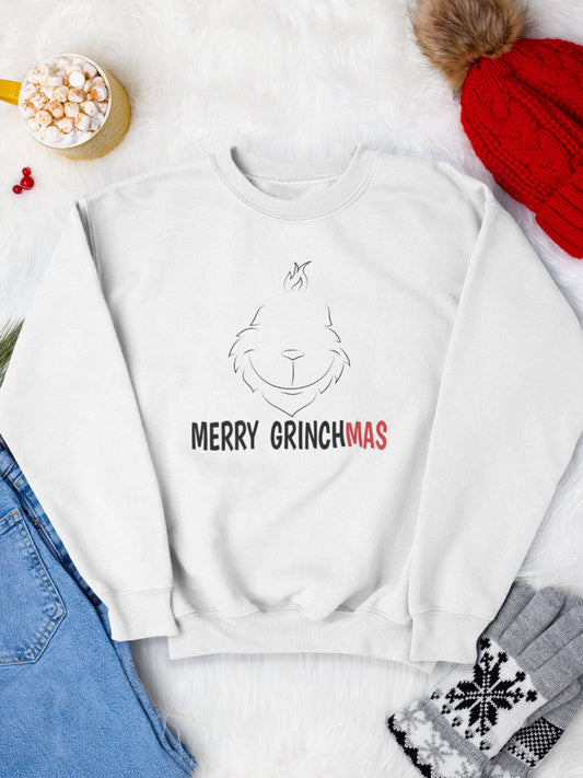     sweatshirt_bumbac_organic_premium_vegan_cadou_Craciun_Secret_Santa_mery-Grinchmas-alb_bluza_craciun