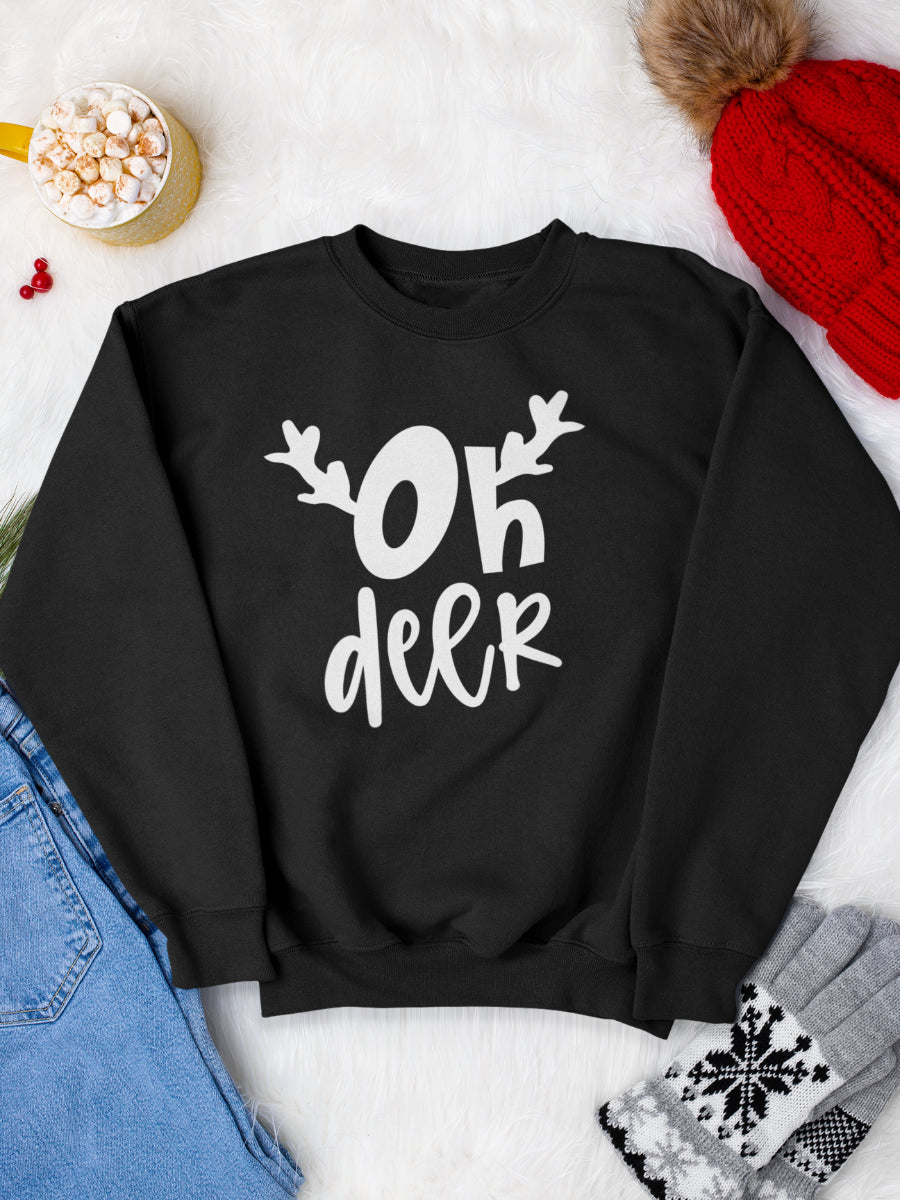 sweatshirt_bumbac_organic_premium_vegan_cadou_Craciun_Secret_Santa_oh-deer-NEGRU_bluza_craciun