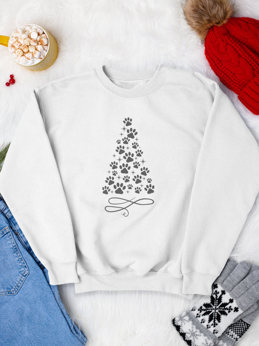 sweatshirt_bumbac_organic_premium_vegan_cadou_Craciun_Secret_Santa_xmas_paw_alb_bluza_craciun