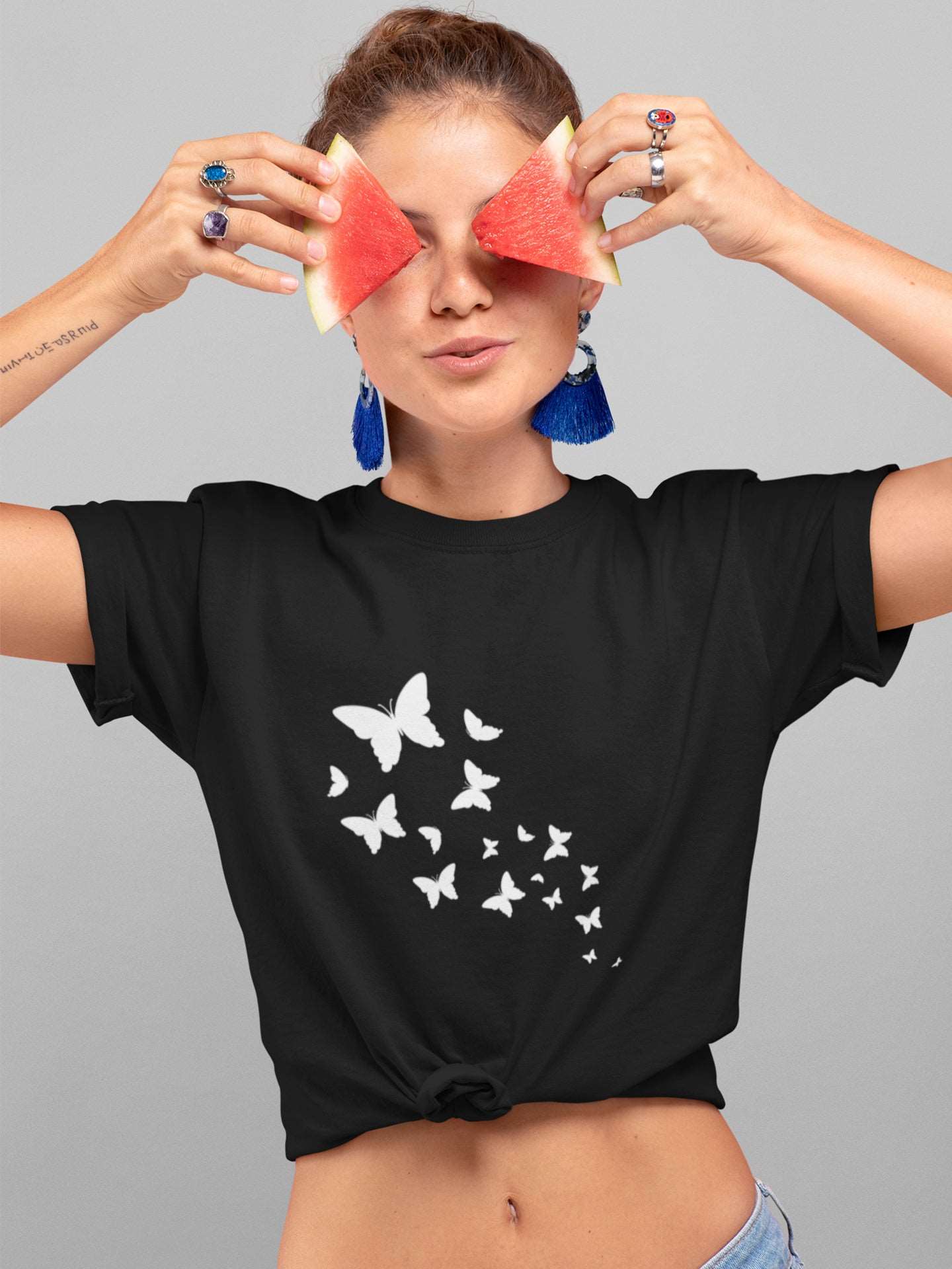 tricou bumbac organic premium vegan fluturi butterflies