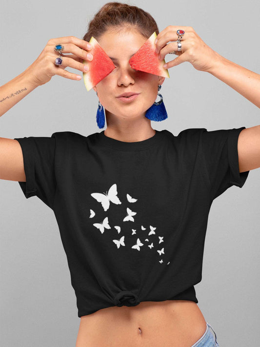 tricou bumbac organic premium vegan fluturi butterflies