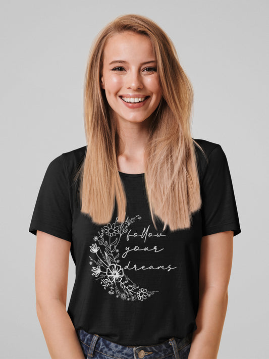 Tricou bumbac organic premium vegan hay creations follow your dreams