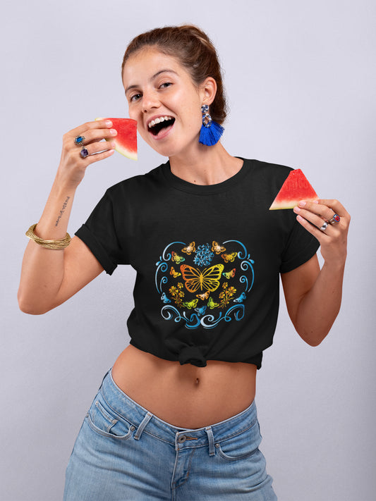  Tricou bumbac organic premium vegan hay creations summer butterflies