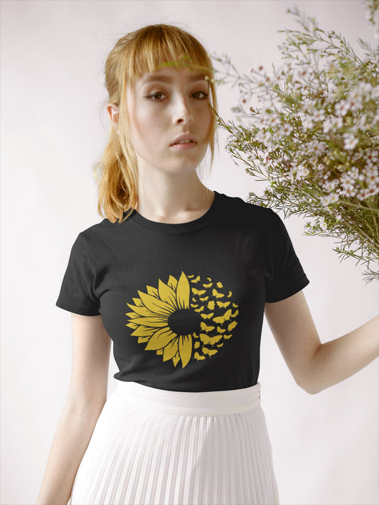 Tricou bumbac organic premium vegan hay creations SUNFLOWER