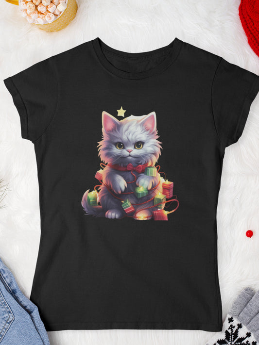     tricou_Craciun_pisici_pisica_bumbac_organic_femei_HAY_Creations_cadou-Cattitude-for-Christmas-negru