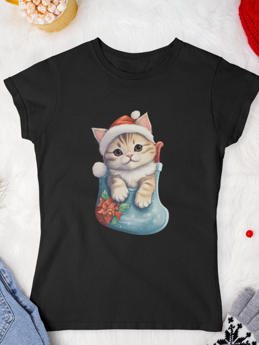 tricou_Craciun_pisici_pisica_bumbac_organic_femei_HAY_Creations_cadou-Surprise_Whiskers-negru