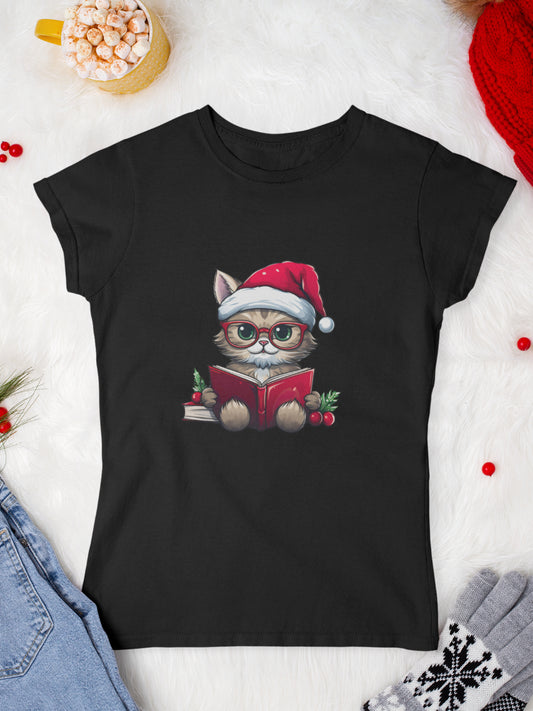 tricou_Craciun_pisici_pisica_bumbac_organic_femei_HAY_Creations_cadou_Fur_and_Fairytales-negru