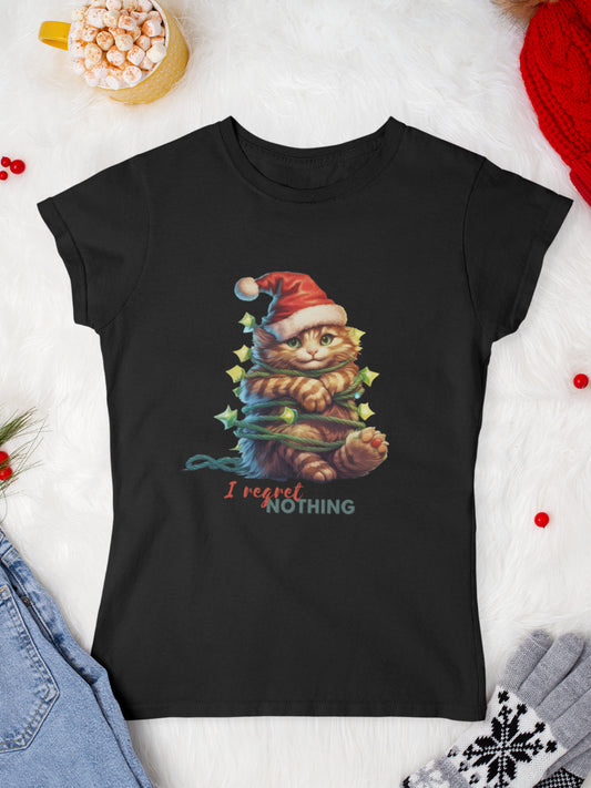     tricou_Craciun_pisici_pisica_bumbac_organic_femei_HAY_Creations_cadou_I-regret-nothing-negru
