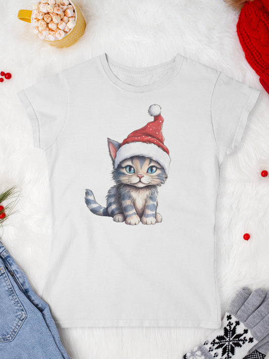    tricou_Craciun_pisici_pisica_bumbac_organic_femei_HAY_Creations_cadou_Kitty_Claus-alb