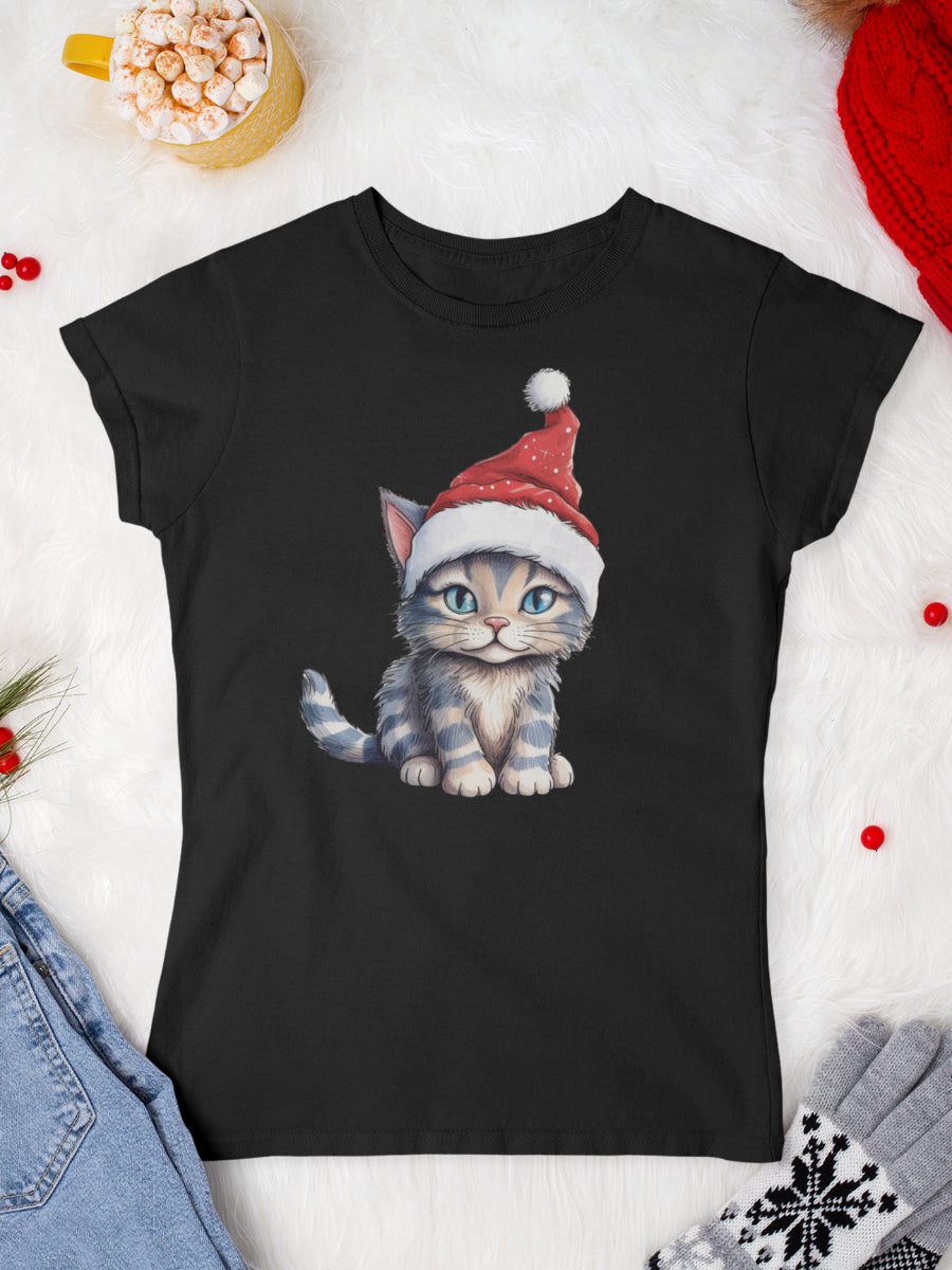    tricou_Craciun_pisici_pisica_bumbac_organic_femei_HAY_Creations_cadou_Kitty_Claus-negru