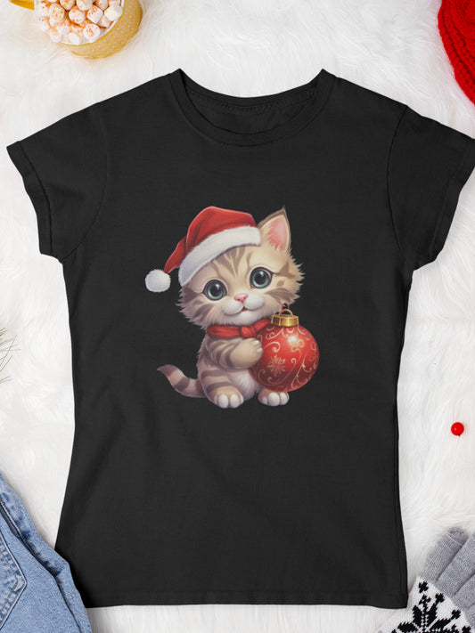 tricou_Craciun_pisici_pisica_bumbac_organic_femei_HAY_Creations_cadou_Ornament_Lover-alb