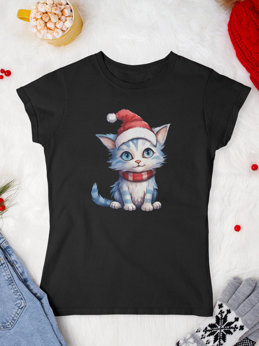    tricou_Craciun_pisici_pisica_bumbac_organic_femei_HAY_Creations_cadou_Santa-paws-negru