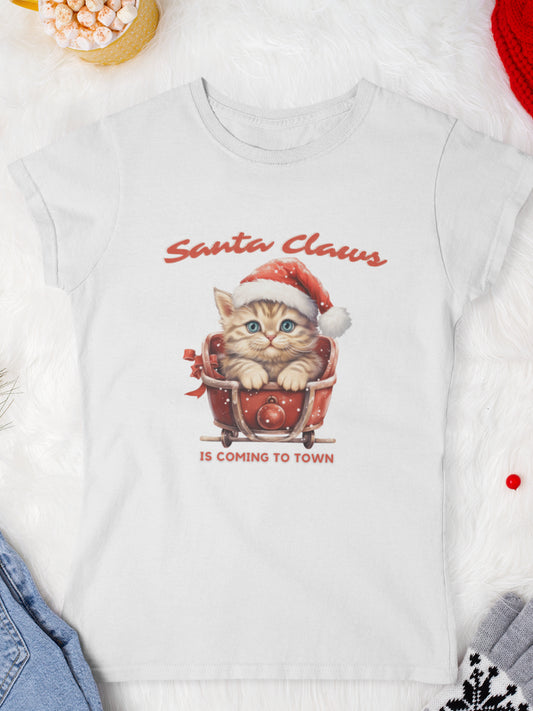 tricou_Craciun_pisici_pisica_bumbac_organic_femei_HAY_Creations_cadou_Santa_Claws-alb