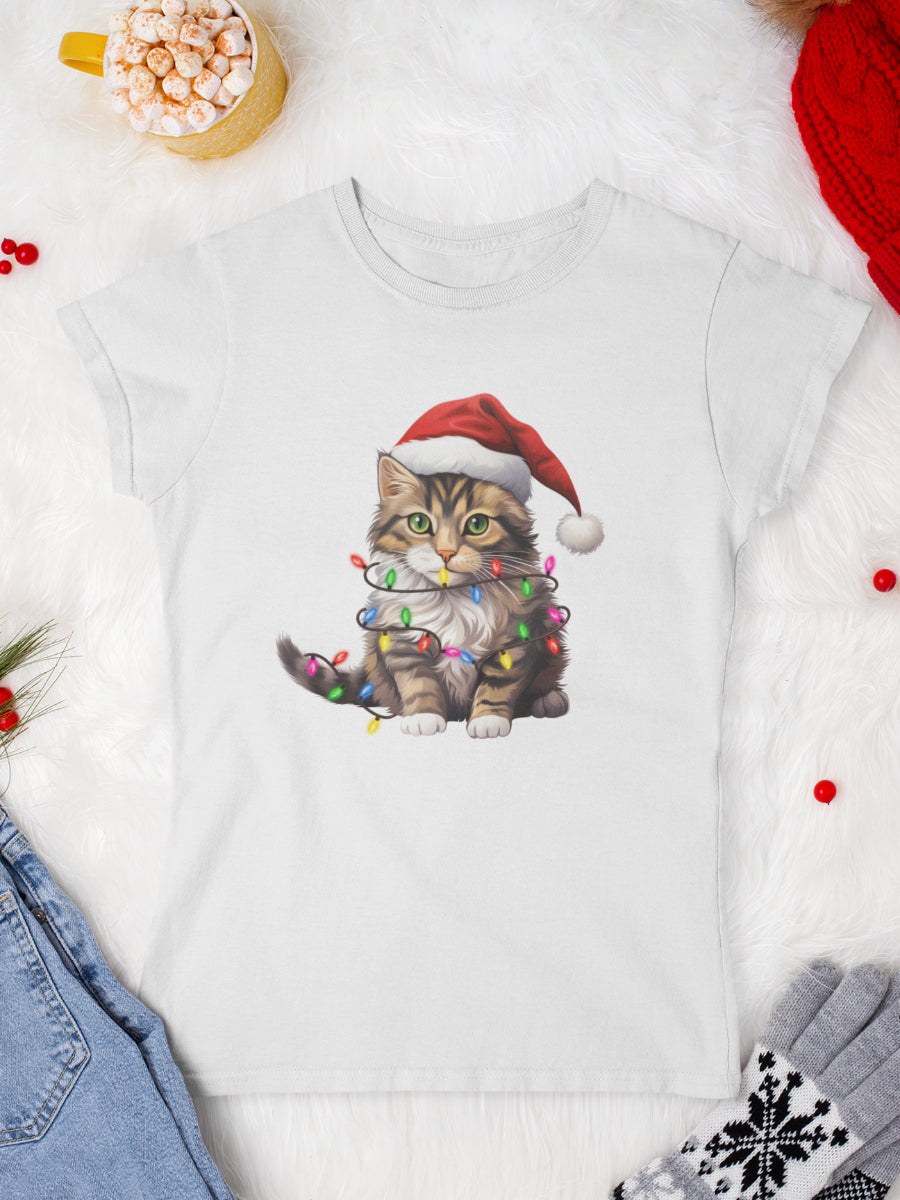tricou_Craciun_pisici_pisica_bumbac_organic_femei_HAY_Creations_cadou_bright-kitty-alb