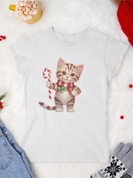     tricou_Craciun_pisici_pisica_bumbac_organic_femei_HAY_Creations_cadou_candy-cane-cat-alb