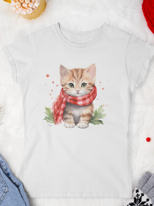 tricou_Craciun_pisici_pisica_bumbac_organic_femei_HAY_Creations_cadou_chilly-kitty-alb