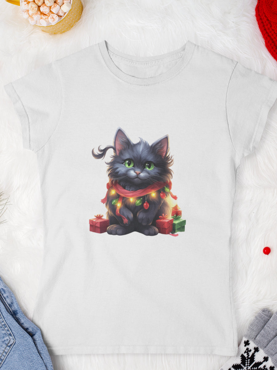 tricou_Craciun_pisici_pisica_bumbac_organic_femei_HAY_Creations_cadou_furry-fest-negru