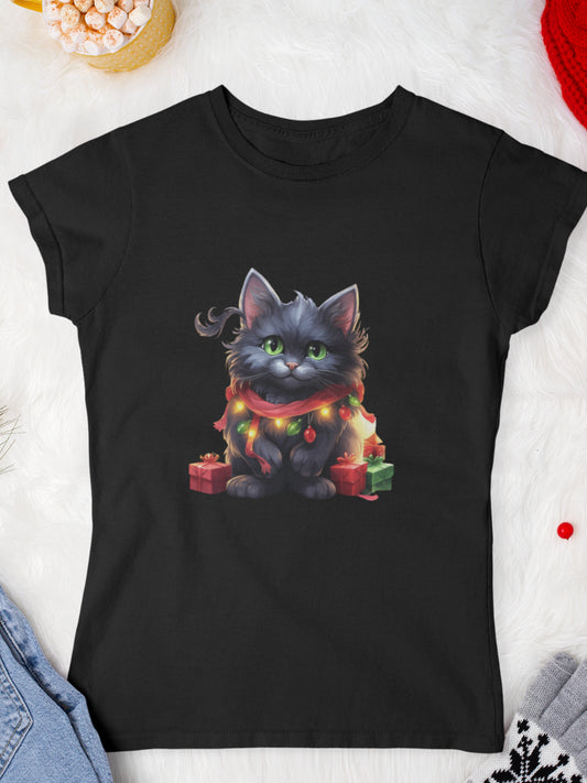 tricou_Craciun_pisici_pisica_bumbac_organic_femei_HAY_Creations_cadou_furry-fest-negru