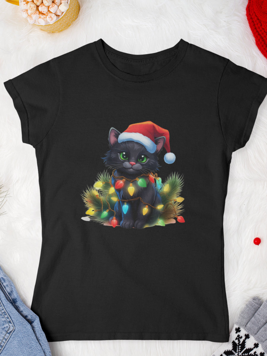 tricou_Craciun_pisici_pisica_bumbac_organic_femei_HAY_Creations_cadou_glow-and-purr-negru