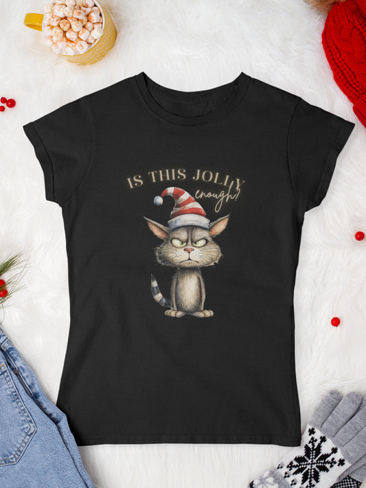     tricou_Craciun_pisici_pisica_bumbac_organic_femei_HAY_Creations_cadou_is-this-jolly-enough-negru