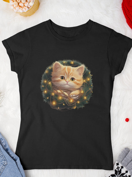    tricou_Craciun_pisici_pisica_bumbac_organic_femei_HAY_Creations_cadou_kitten-wreath-negru