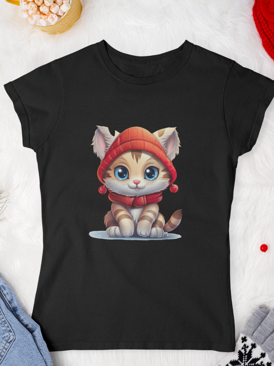 tricou_Craciun_pisici_pisica_bumbac_organic_femei_HAY_Creations_cadou_kitty-it_s-cold-outside-negru
