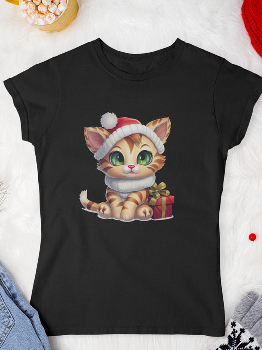 tricou_Craciun_pisici_pisica_bumbac_organic_femei_HAY_Creations_cadou_present-for-you-negru