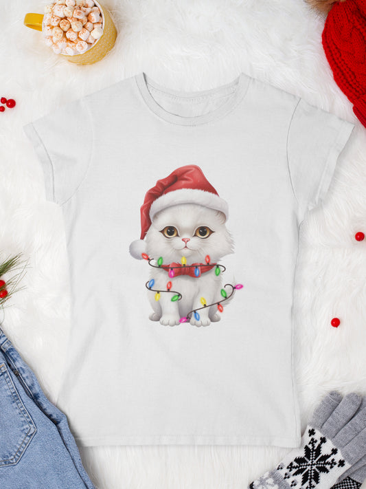 tricou_Craciun_pisici_pisica_bumbac_organic_femei_HAY_Creations_cadou_snow-white-cat-alb