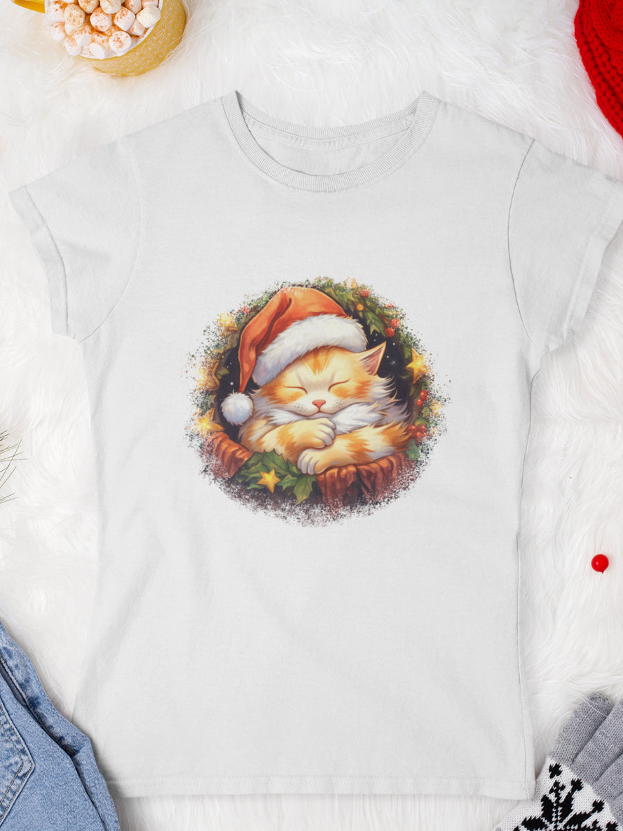    tricou_Craciun_pisici_pisica_bumbac_organic_femei_HAY_Creations_cadou_waiting-for-santa-alb
