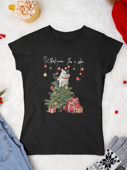    tricou_Craciun_pisici_pisica_bumbac_organic_femei_HAY_Creations_cadou_whatever-im-a-star-negru