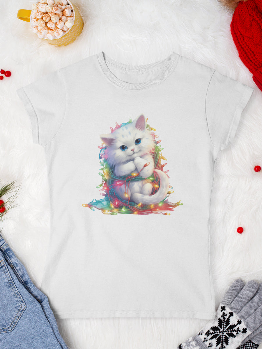 tricou_Craciun_pisici_pisica_bumbac_organic_femei_HAY_Creations_cadou_white-kitty-alb