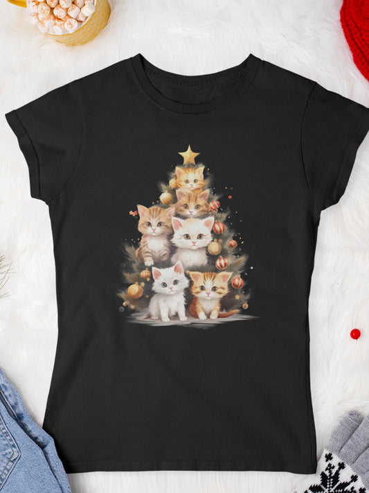    tricou_Craciun_pisici_pisica_bumbac_organic_femei_HAY_Creations_cadou_xmas-kitty-pyramid-negru