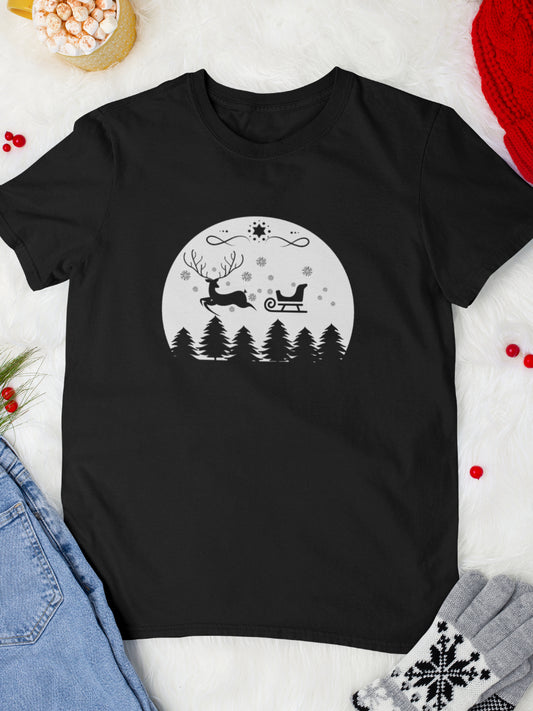 tricou_bumbac_organic_premium_vegan_cadou_Craciun_Secret_Santa-Claus-is-coming-unisex-barbati-negru