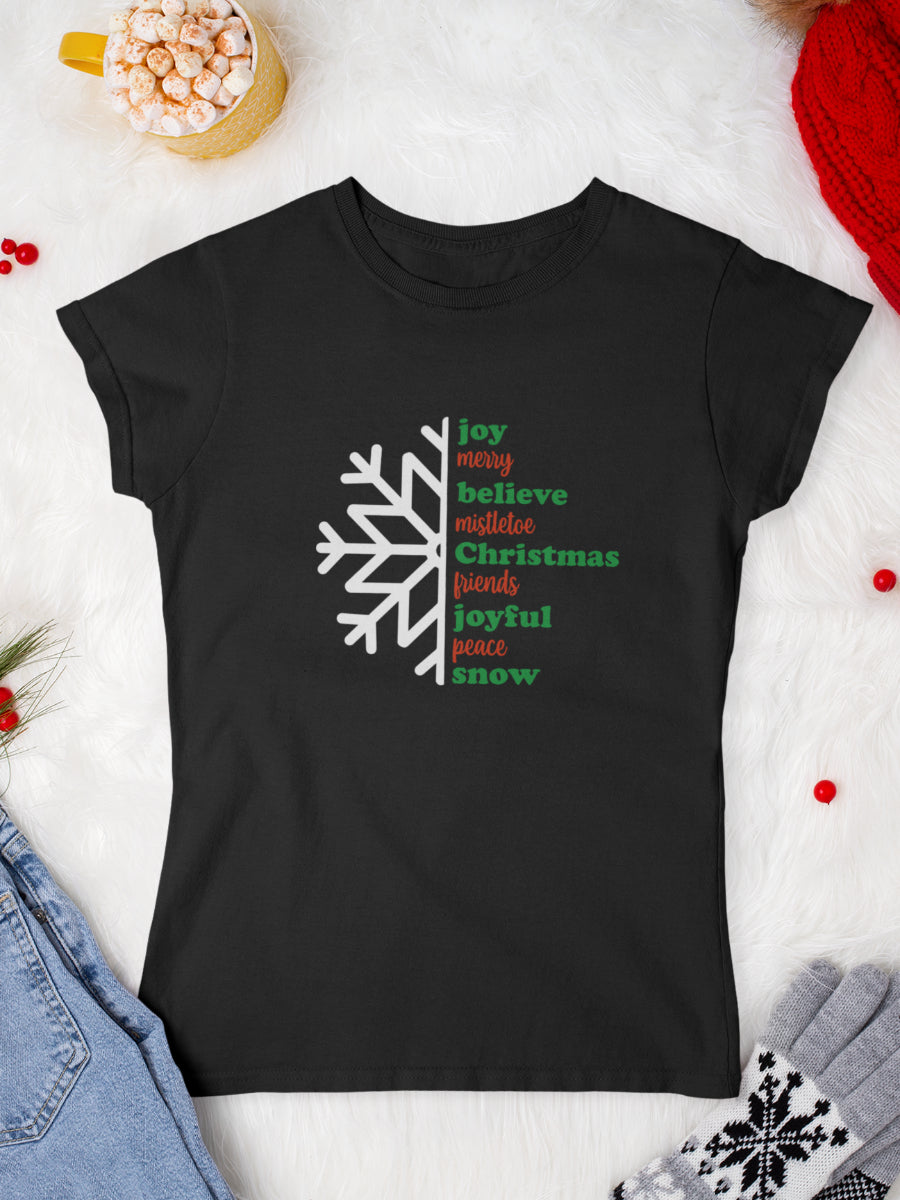 tricou_bumbac_organic_premium_vegan_cadou_Craciun_Secret_Santa-mistletoe-femei-negru