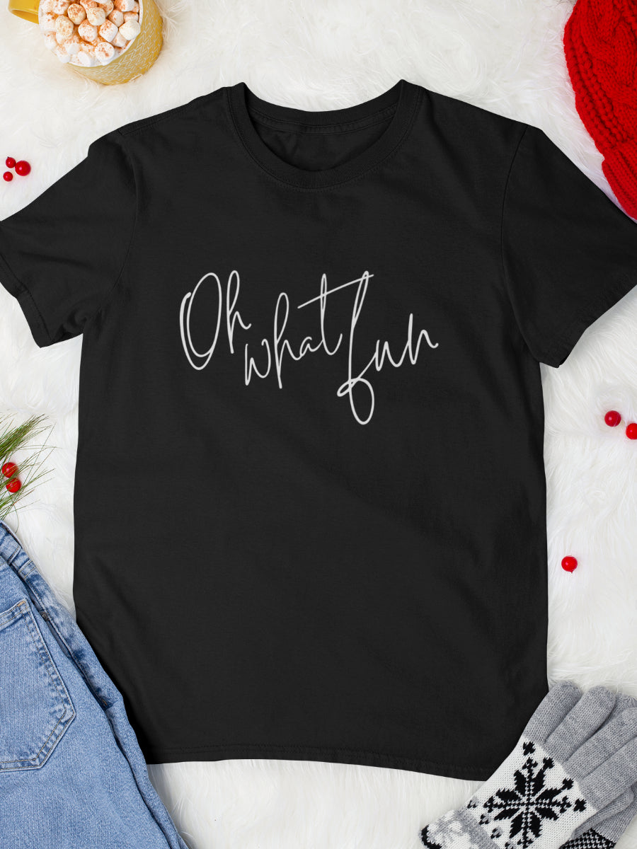        tricou_bumbac_organic_premium_vegan_cadou_Craciun_Secret_Santa-oh-what-fun-unisex-barbati-negru