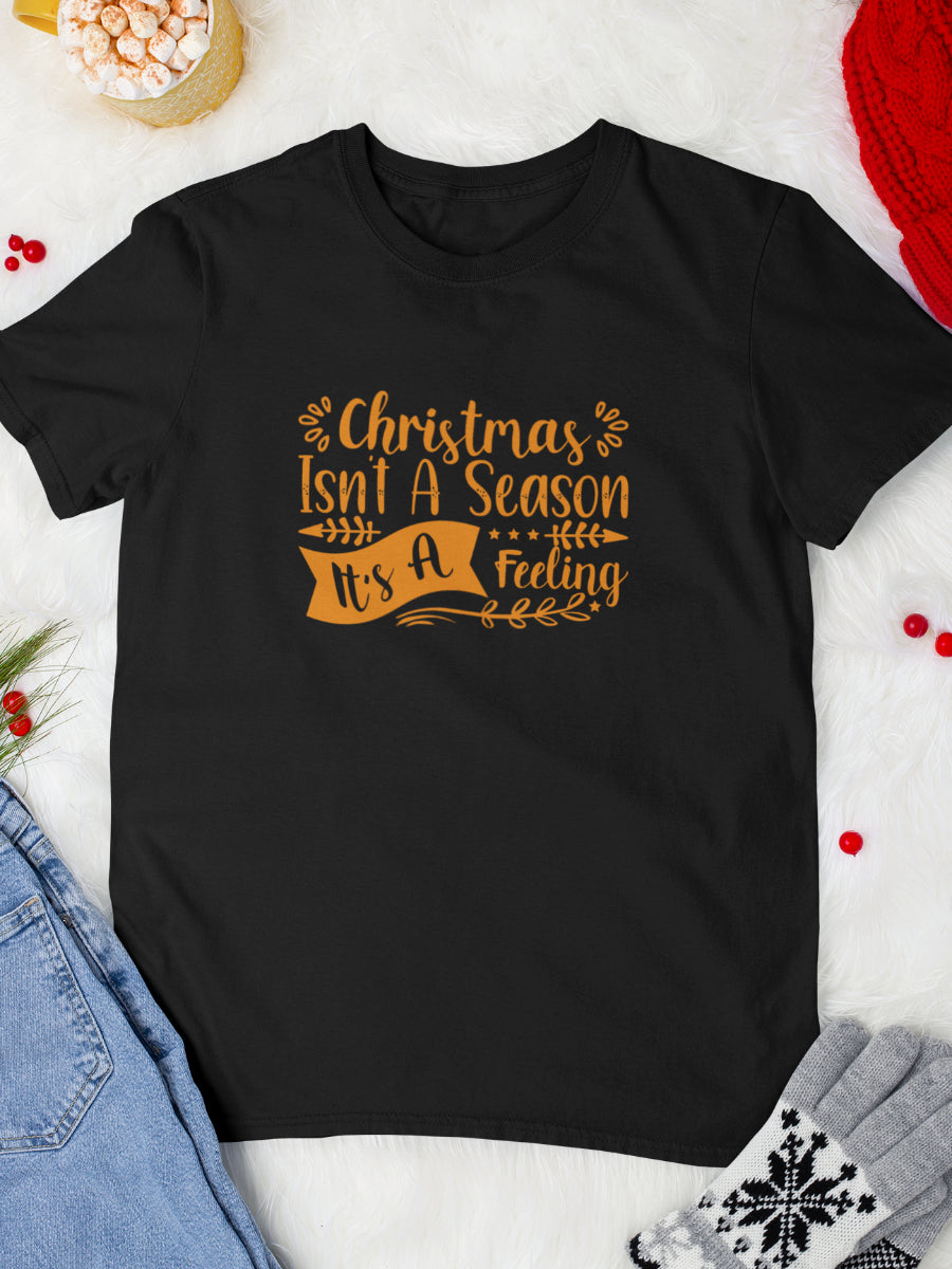     tricou_bumbac_organic_premium_vegan_cadou_Craciun_Secret_Santa_-_Christmas-isnt-a-season-its-a-feeling-negru-unisex-barbati