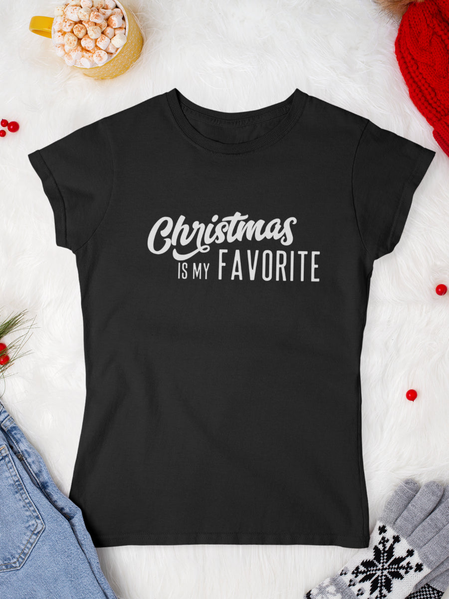 tricou_bumbac_organic_premium_vegan_cadou_Craciun_Secret_Santa_Christmas-is-my-favorite-negru-femei