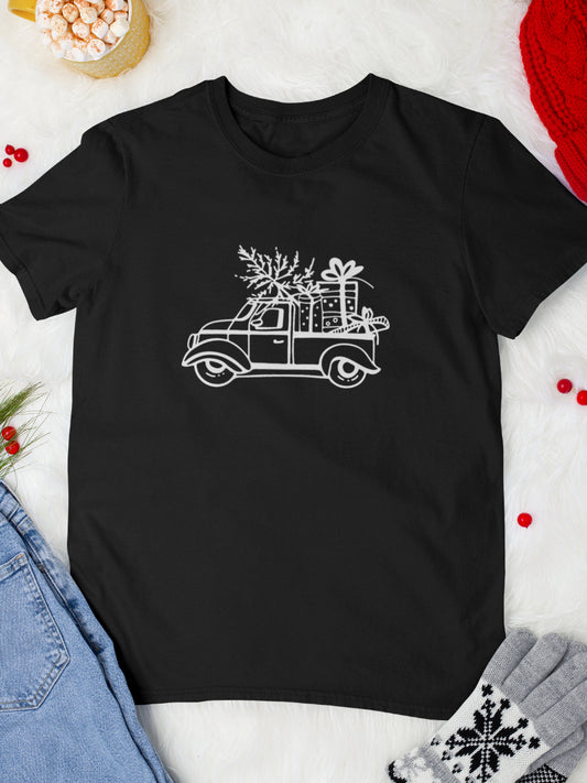 tricou_bumbac_organic_premium_vegan_cadou_Craciun_Secret_Santa_Christmas-truck-negru-unisex-barbati