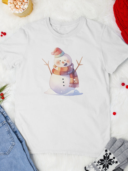     tricou_bumbac_organic_premium_vegan_cadou_Craciun_Secret_Santa_Frostythe-snowman-alb-unisex-barbati