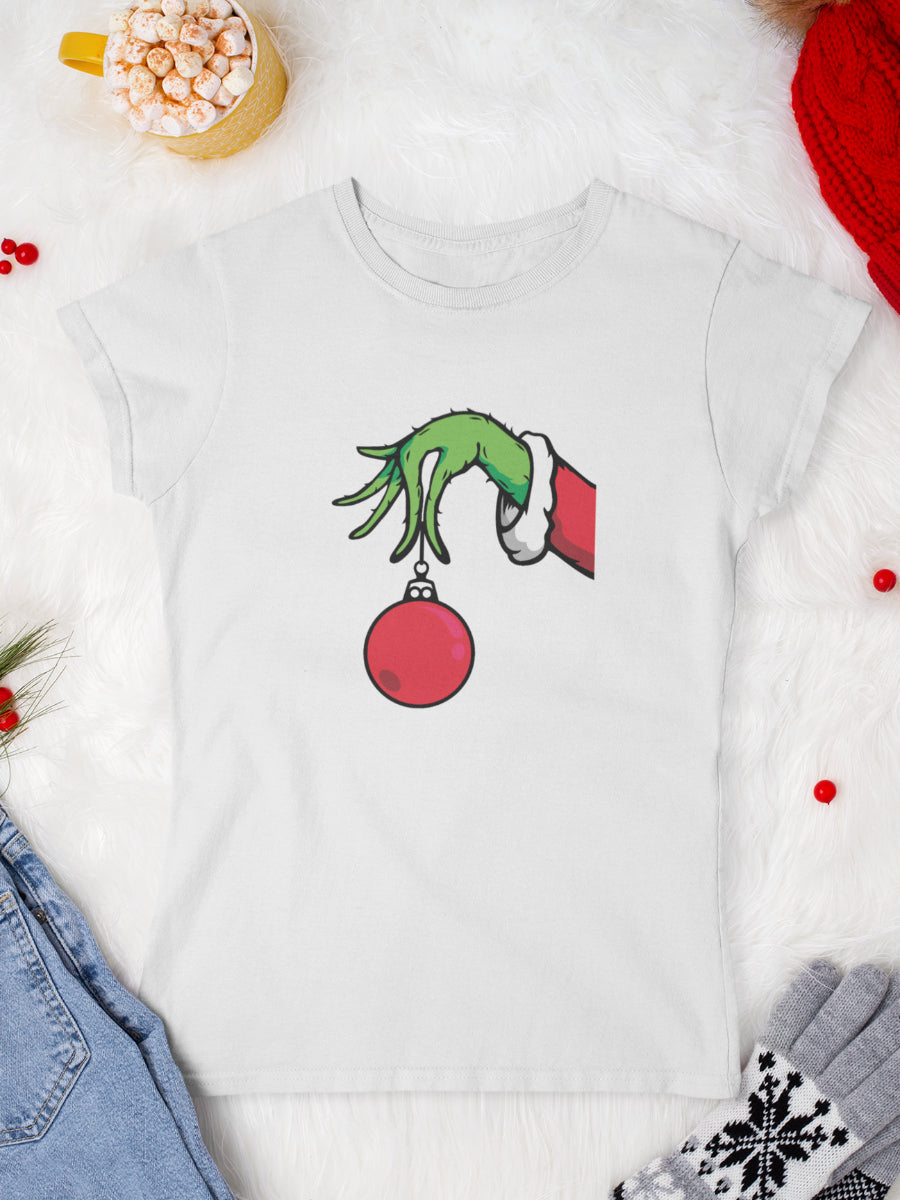 tricou_bumbac_organic_premium_vegan_cadou_Craciun_Secret_Santa_Grinch-touch-alb-femei