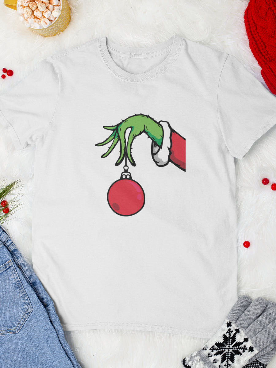    tricou_bumbac_organic_premium_vegan_cadou_Craciun_Secret_Santa_Grinch-touch-alb-unisex-barbati