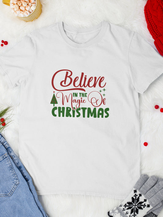     tricou_bumbac_organic_premium_vegan_cadou_Craciun_Secret_Santa__believe-in-the-magic-of-Christmas-alb-unisex-barbati