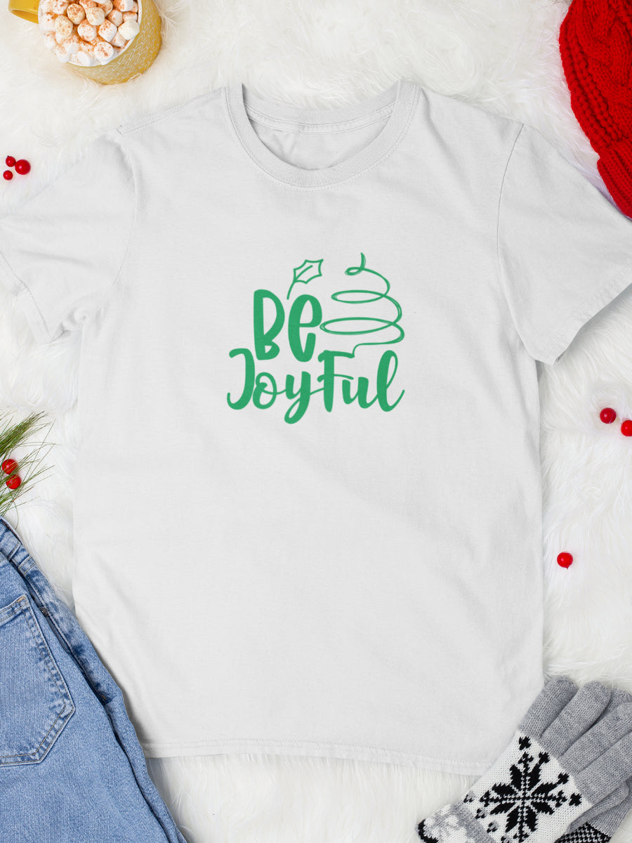 tricou_bumbac_organic_premium_vegan_cadou_Craciun_Secret_Santa_be-joyful-alb-unisex-barbati