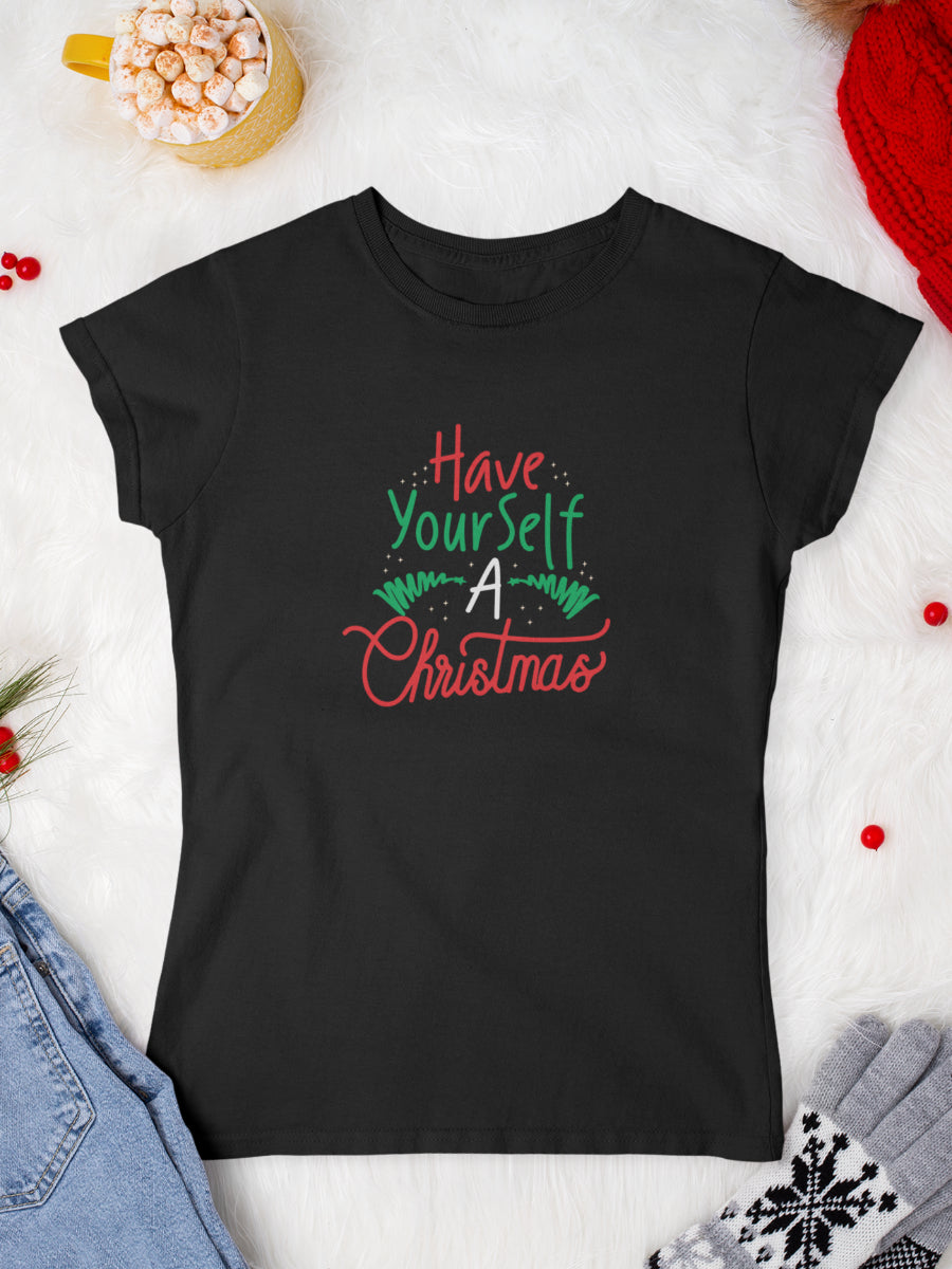 tricou_bumbac_organic_premium_vegan_cadou_Craciun_Secret_Santa_have-yourself-a-Christmas-negru-femei