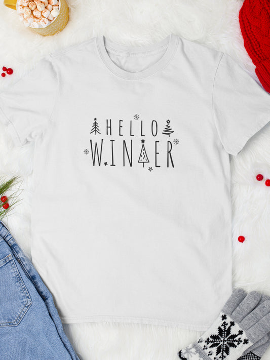 tricou_bumbac_organic_premium_vegan_cadou_Craciun_Secret_Santa_hello-winter-alb-unisex-barbati