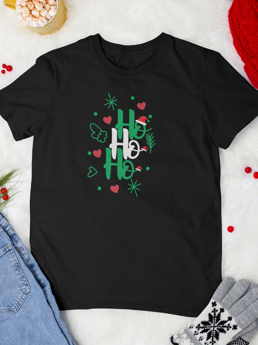 tricou_bumbac_organic_premium_vegan_cadou_Craciun_Secret_Santa_ho-ho-ho-negru-unisex-barbati