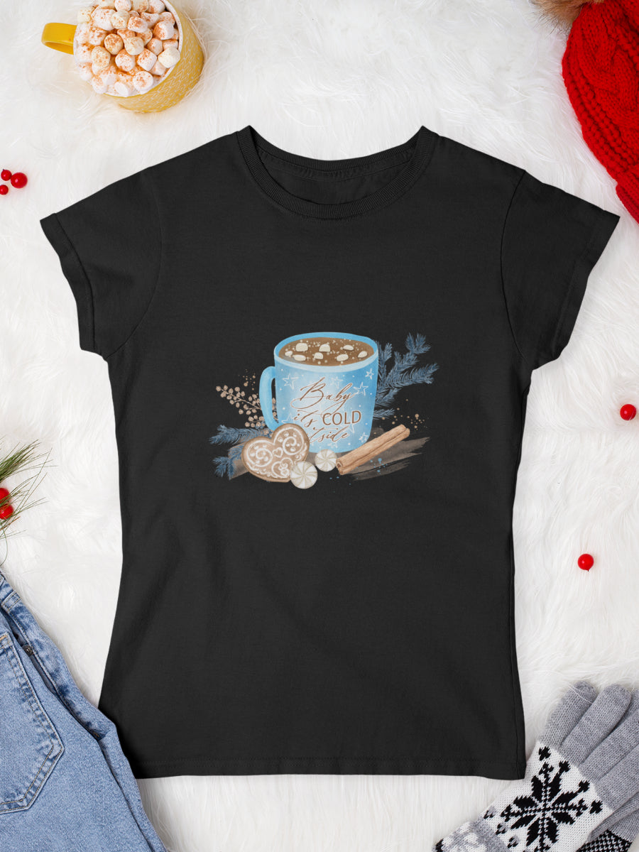 tricou_bumbac_organic_premium_vegan_cadou_Craciun_Secret_Santa_hot-chocolate-in-the-cold-negru-femei