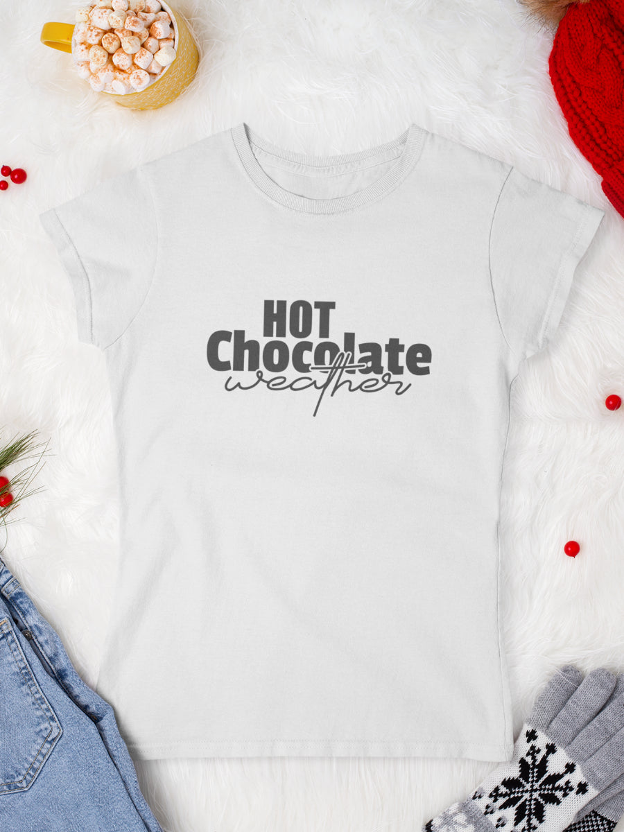     tricou_bumbac_organic_premium_vegan_cadou_Craciun_Secret_Santa_hot-chocolate-weather-alb-femei