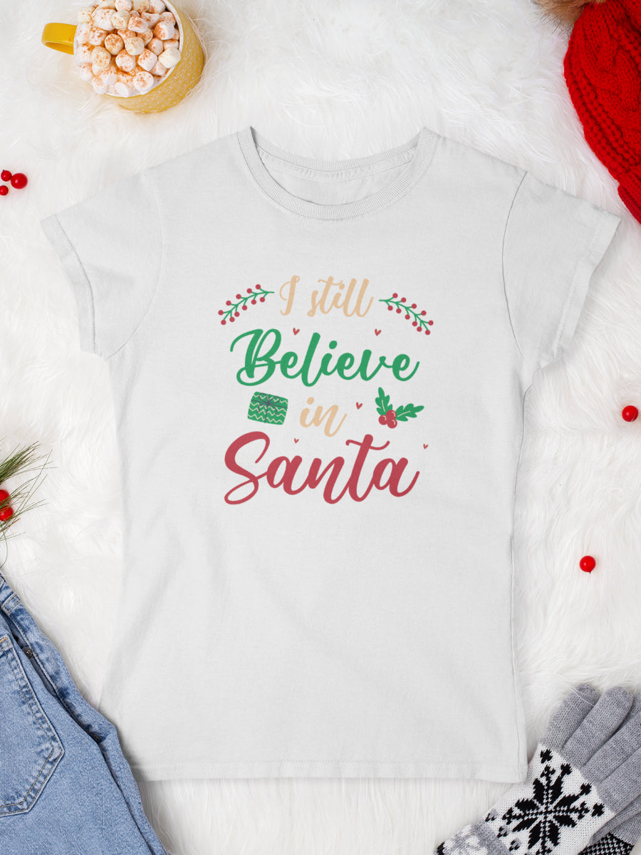     tricou_bumbac_organic_premium_vegan_cadou_Craciun_Secret_Santa_i-still-believe-in-Santa-alb-femei