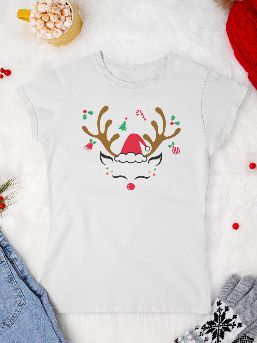     tricou_bumbac_organic_premium_vegan_cadou_Craciun_Secret_Santa_jolly-reindeer-alb-femei